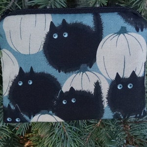 Sac à main à pièces Black Cat, pochette de marqueur de point, pochette de carte cadeau, étui de carte de crédit, Big Kitty de Belinda, choisissez votre couleur, Raven