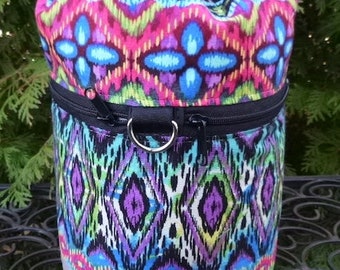 Knitting bag, drawstring project bag, small knitting project bag, Gypsy Stripe, Kipster