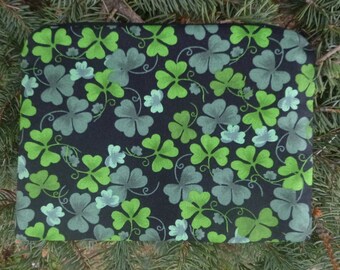 Irish zippered bag, makeup case, zippered pouch, accessory bag, Shamrocks, The Scooter