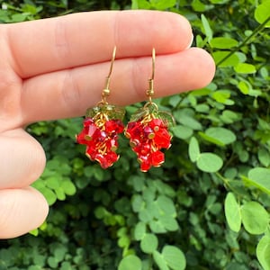 Raspberry Earrings - Beaded Berry Earrings