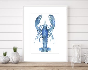 Blue Lobster Coastal Art Special Edition — 11 x14 Matted Print