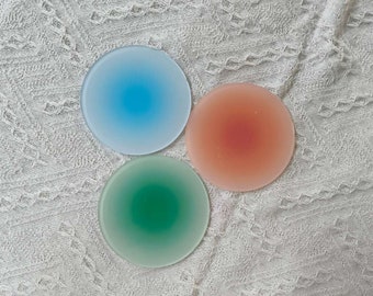 Dreamy Color Palette Round Acrylic Coaster | Ombre Cute Drink Coaster Set with Holder | Unique Housewarming Gift | Birthday Gifts