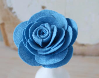 7th Wedding Anniversary, Wool Felt Fabric, Blue Rose, Handmade Flower, Gift for Wife, Husband, Couple, Vase not included