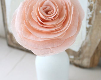 4th Anniversary Peach Linen Rose Everlasting Flower, Gift for Wife, Husband, Fourth Anniversary Couple, 4yrs Married, Vase not included