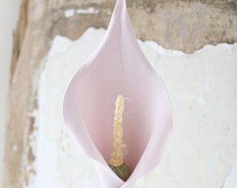 Blush Pink Calla Lily, 2nd Anniversary Gift of Cotton, Wedding Art Collectable, for Wife, Husband, Couple