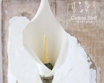 2nd Anniversary, Cream Cotton Lily, Wedding Flower Bouquet, Floral Keepsake Gift for wife, husband couple, Vase not included.