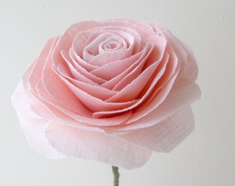4th Anniversary Pink Linen Rose Sculpture, Gift for Her Wife Girlfriend Fiancée, Vase not included