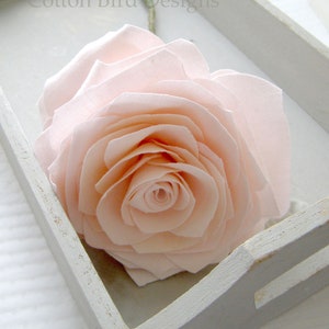 2nd Anniversary Long Stem Peach Cotton Rose, Gift for Her, Wife, Husband Traditional Gift of Cotton. Photo prop box not included, UK Shop Bild 1