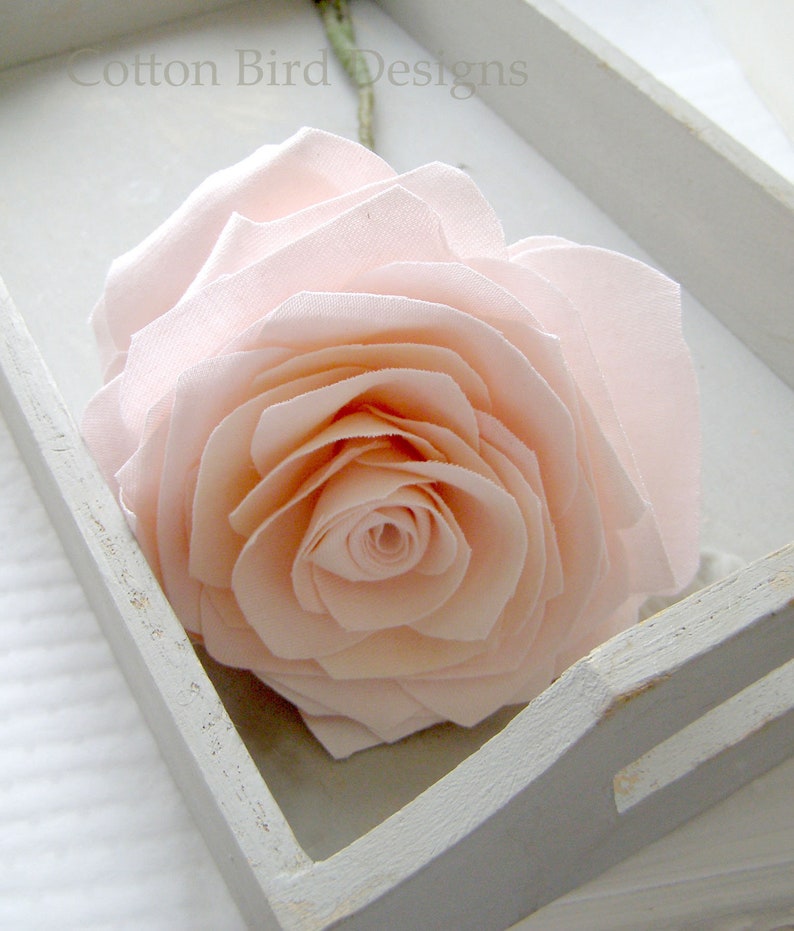 2nd Anniversary Long Stem Peach Cotton Rose, Gift for Her, Wife, Husband Traditional Gift of Cotton. Photo prop box not included, UK Shop image 1