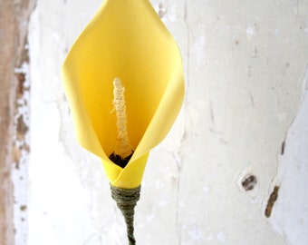 2nd Year Anniversary Cotton Gift, Yellow Lily, Botanical Art Sculpture Flower, Gift wrapped for Wife, Husband, Couple, Vase not included.