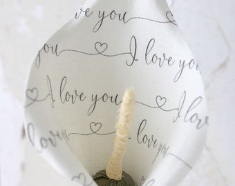 Cotton Lily Wedding Anniversary Gift, 'I love you' Romantic Flower, Wife, Husband Couple Everlasting Art Decor, Vase  not included, UK Shop