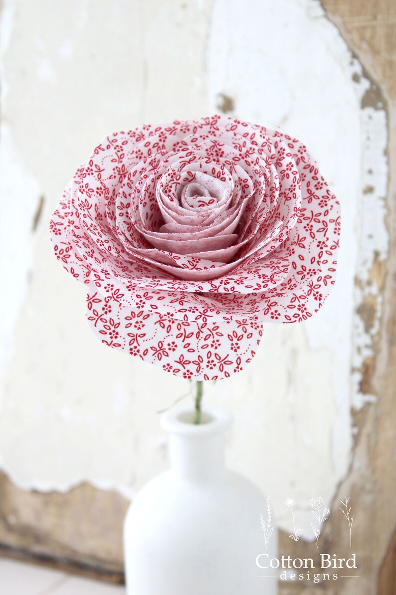 Cotton Rose 2nd Wedding Anniversary, Traditional Cotton, Wife, Husband, Couple, Everlasting Keepsake, Memento, Vase not included, UK Shop image 5