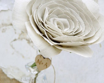 Personalised 4th Anniversary Long Stem Rose, Choose Colour. Gift Wrapped for Wife, Husband, Couple, Linen, Art, Vase not included, UK Shop