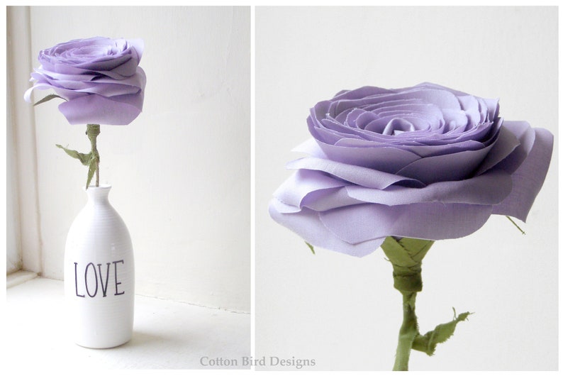 Lavender Cotton Anniversary Rose, Gift for Wife, Gift for Husband, Gift for Couple, Parents Vase not included, UK Shop image 1