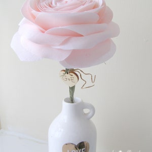 Personalised Second Wedding Anniversary Long Stem Cream Rose Sculpture, Cotton Anniversary Gift Wife, Husband, Vase not included, UK Shop image 6