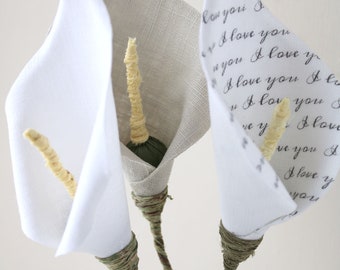 Bouquet de lys en lin, cadeau 4e ou 12e anniversaire de mariage, fleurs pour femme, mari, couple, mariage, vase non inclus, boutique britannique
