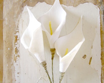 Bouquet of Ivory Linen Lilies, 4th or 12th Wedding Anniversary Gift, Wedding Bouquet- Vase not included-.