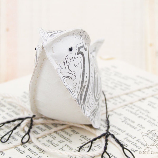 Paper Bird Vintage Paper Hand stitched by Cotton Bird Designs