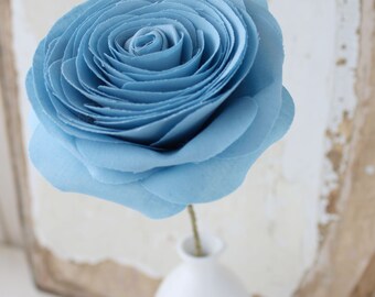 Blue Rose, Cotton 2nd Wedding Anniversary Flower,  Art Sculpture Home Decor