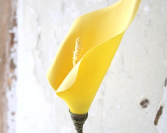 Regalo de algodón del segundo aniversario, amarillo, flor de escultura de arte, regalo para esposa, marido, pareja, Cottagecore, jarrón no incluido, tienda del Reino Unido