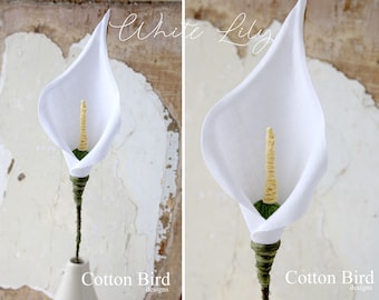 4th Wedding Anniversary Gift, Long Stem White Linen Lily, Gift For Wife, Husband,  Gift to Couple, 12th Anniversary- Vase not included