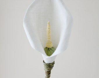 12yr Wedding Anniversary Flower, Long Stem Lily, Sculpture, Gift For Wife, Husband, Couple, Home floral artwork, Vase not included
