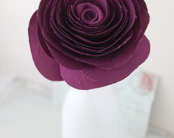 2nd Anniversary Cotton Flower, Plum Rose, Traditional 2yr Anniversary, Gift Wife, Husband, Couple, Home Florals, Vase not included, UK Shop
