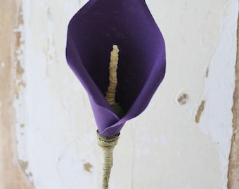 Purple Cotton Lily, 2nd Year Anniversary Gift for Husband, Wife, Couple, Spring Summer Floral Art, Home Decor, Vase not included, UK Shop