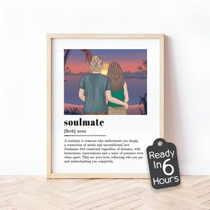 Definition Soulmate | Personalized Couple & Family Gift Idea Art Print | Romantic Wall Decor, Anniversary Love Poster, Life Partner Portrait