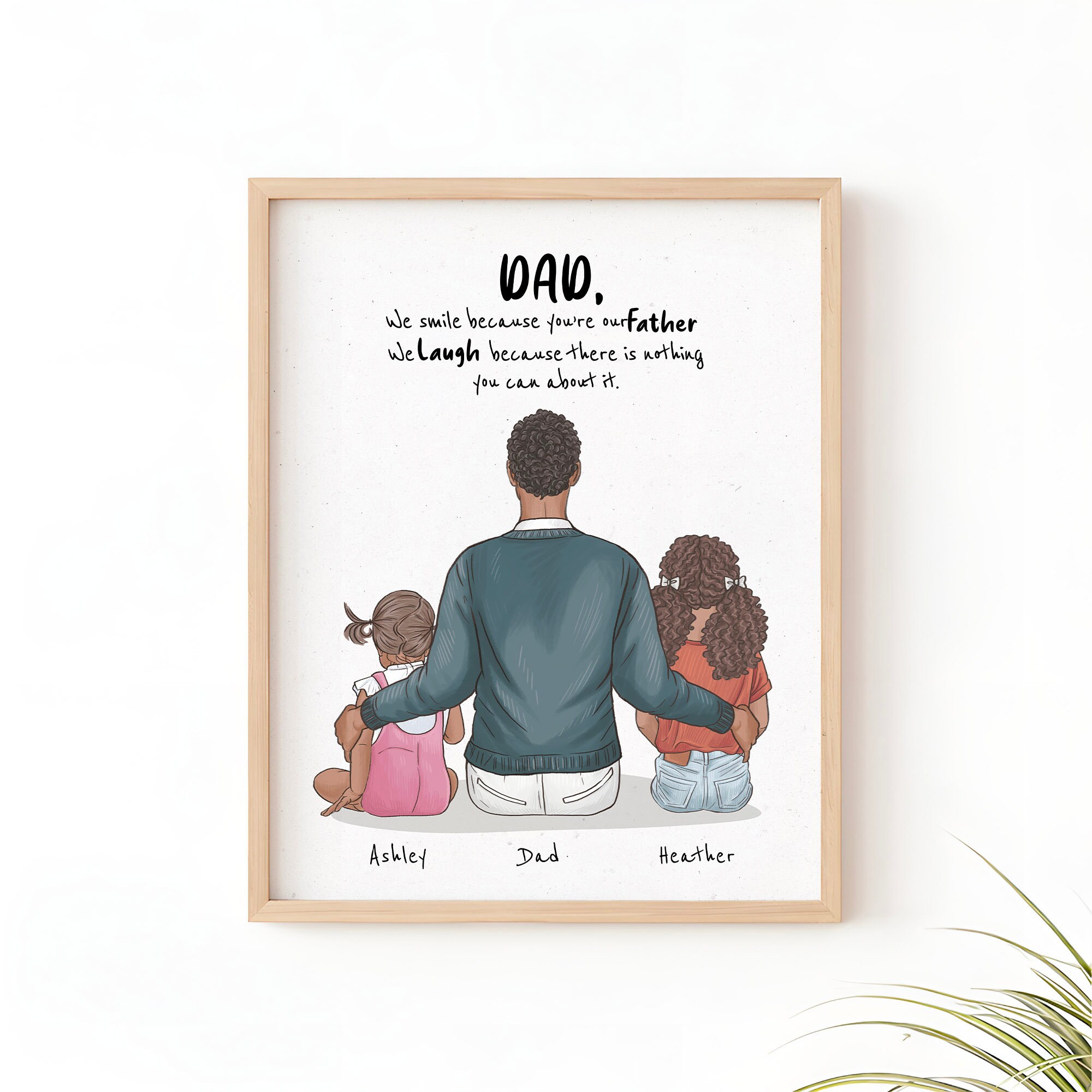 Personalized Dad and Kids Wall Art Father's Day Gift, Custom Father and ...