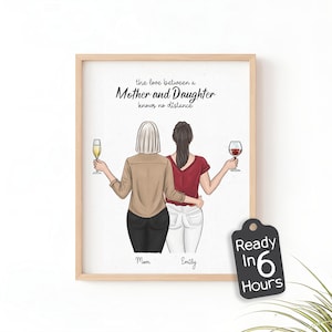 Custom Christmas Gift for Mom from Daughter | Birthday & Anniversary Portraits | Unique Gifts for Families | Tailored Mom-Child Illustration