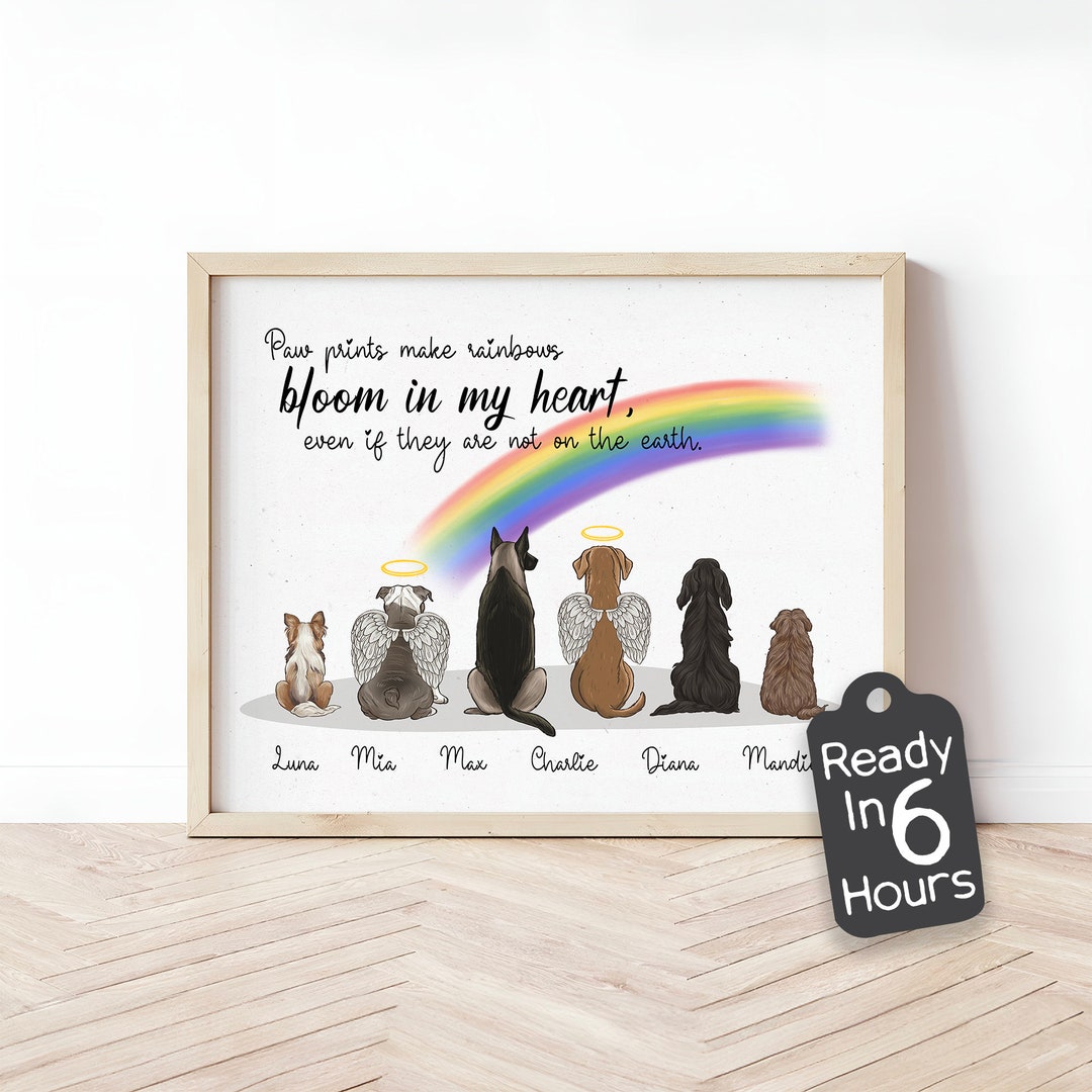 Custom Pet & Dog Memorial Rainbow Bridge Print - Dog or Cat Loss Wall ...