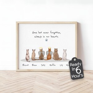 Custom Cat Memorial Gift Print, Personalized Pet Loss Poster, Pet Bereavement Wall Art, Cat Remembrance Keepsake, Cat Loss Sympathy Gift