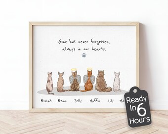 Custom Cat Memorial Gift Print, Personalized Pet Loss Poster, Pet Bereavement Wall Art, Cat Remembrance Keepsake, Cat Loss Sympathy Gift