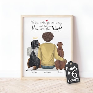 Personalized Dog Memorial Artwork - Custom Dog Dad Portrait Gift, Pet Remembrance Keepsake, Christmas Gift for Pet-Loving, Angel Dog Lover