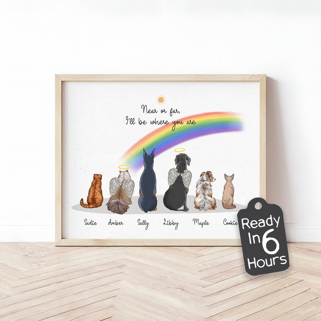 Custom Dog Cat Memorial Rainbow Bridge Print - Pet Loss Gift, Pet ...