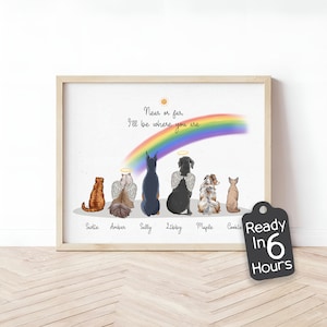 Custom Dog Cat Memorial Rainbow Bridge Print - Pet Loss Gift, Pet Remembrance Wall Art, Pet Loss Sympathy Gift, Pet Angel Artwork