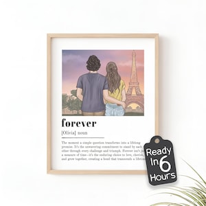 Definition Forever, Personalized Couple & Family Print with Custom Name, Romantic Wall Decor, Unique Anniversary Birthday Gift for Wife