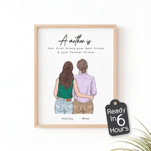 Custom Mother-Daughter Art | Personalized Birthday & Mother's Day Print | Unique Gifts for Mom | Tailored Mom-Child Illustrations