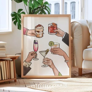 Personalized Family Cocktail Wall Art - Custom Cheers Drink Print, Festive Bar Decor, Holiday Gift, Christmas Party Decor, Family Bar Sign