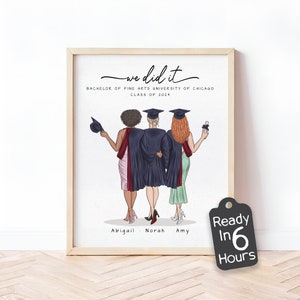 Graduation Art Print | Custom College Graduate Gift | Class of 2024 Milestone Keepsake | Unique Diploma Present | Commencement Wall Decor