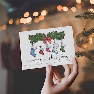 Personalized Christmas Stocking Family Card, Custom Holiday Wall Print, Festive Family Keepsake, Christmas Gift for Parent, New Family Décor