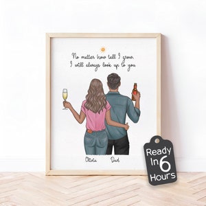 Custom Father-Daughter Portrait | Personalized Dad Gift with Custom Quote | Unique Father’s Day, Birthday, or Christmas Gift from Daughter