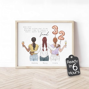 Birthday Gifts For Her & Best Friend - Sister 25th Happy Birthday Print, Group of friend, Personalized Birthday Gifts, colleague leaving Art