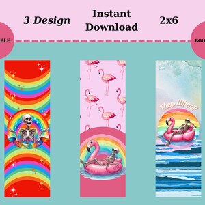 Unique BookmarksRainbow BookmarkColorful BookmarksFunny BookmarksSkeleton bookmarksDigital BookmarksPrintable BookmarksFlamingo zdjęcie 1