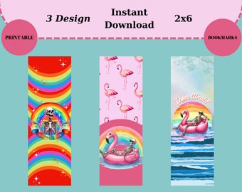 Unique Bookmarks|Rainbow Bookmark|Colorful Bookmarks|Funny Bookmarks|Skeleton bookmarks|Digital Bookmarks|Printable Bookmarks|Flamingo