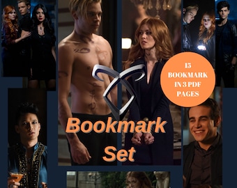 Shadowhunters bookmarks|series|fantastic|bookmarks|print|Dominic Sherwood|Katherine McNamara|tv series|booklovers|the mortal instruments