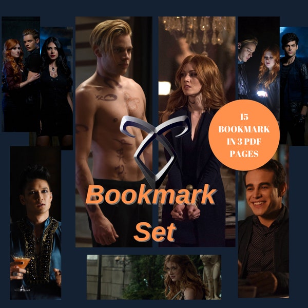 Shadowhunters bookmarks|series|fantastic|bookmarks|print|Dominic Sherwood|Katherine McNamara|tv series|booklovers|the mortal instruments