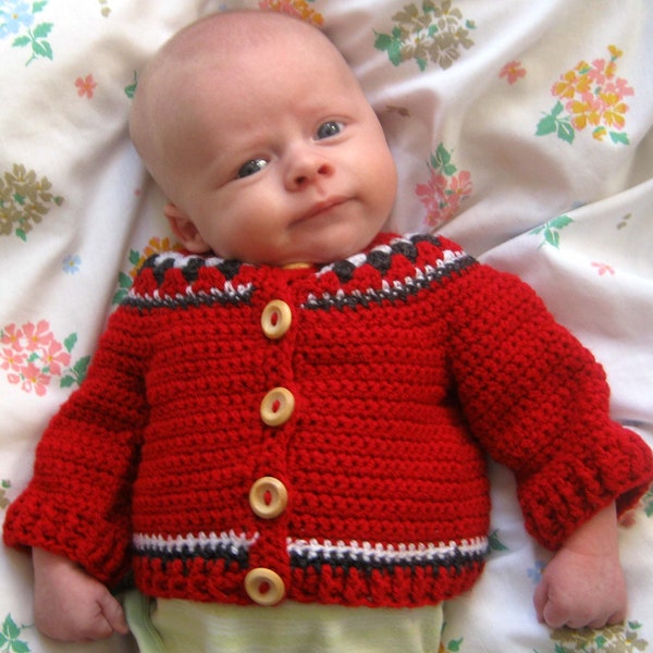 Crochet Pattern - Yoke Cardigan - Baby Toddler Jacket Sweater - PDF Instant Download