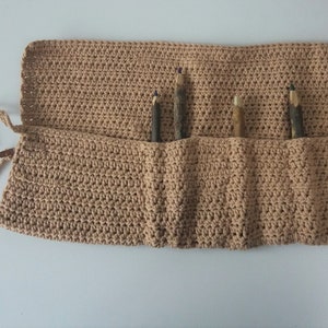 Crochet Pattern - Storage Pencil Roll Organiser Hook Case - Cotton Aran - PDF